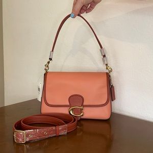 BNWT Coach Soft Tabby in Coral Colorblock